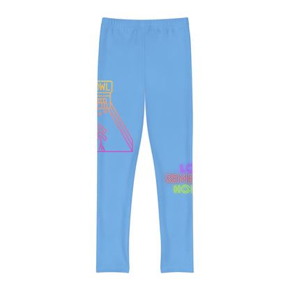 Youth Full-Length Leggings: Bowling Lite Blue