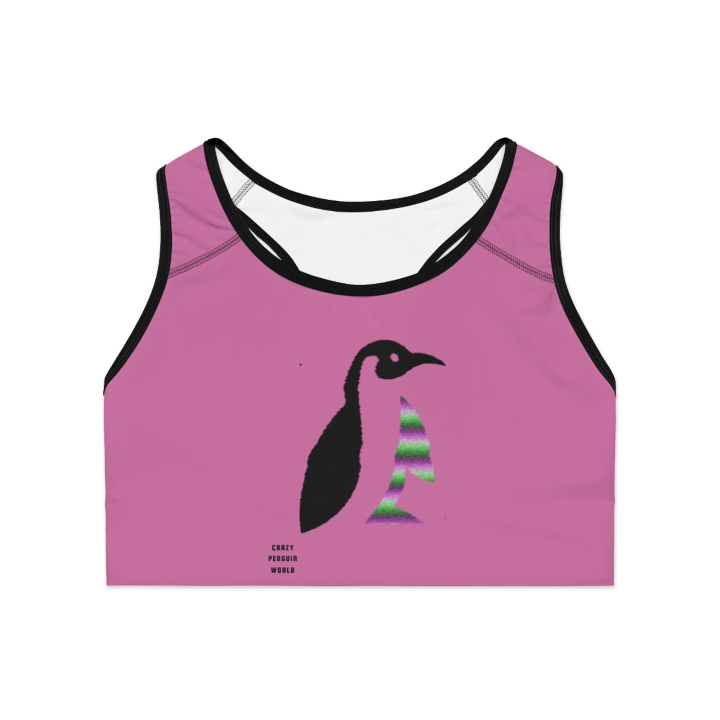 Sports Bra: Crazy Penguin World Logo Lite Pink