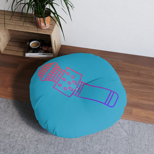 Tufted Floor Pillow, Round: Music Turquoise