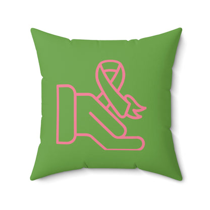 Spun Polyester Square Pillow: Fight Cancer Green