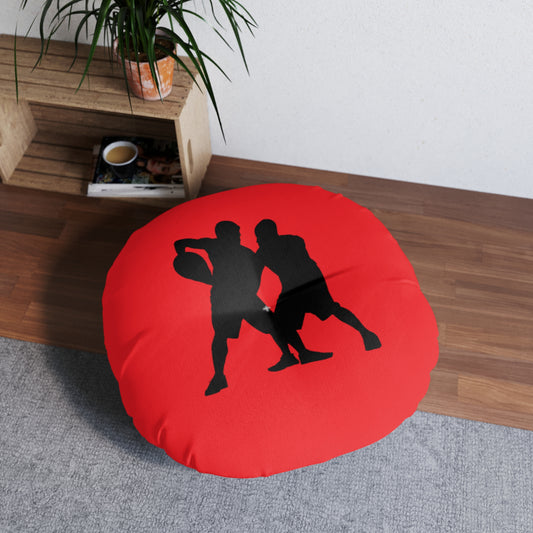 Tufted Floor Pillow, Round: Basketball Red