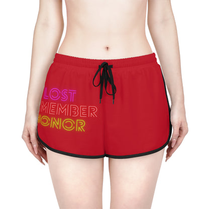 Women's Relaxed Shorts: Lost Remember Honor Dark Red