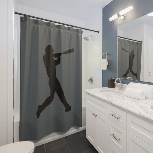 Shower Curtains: #1 Baseball Dark Grey