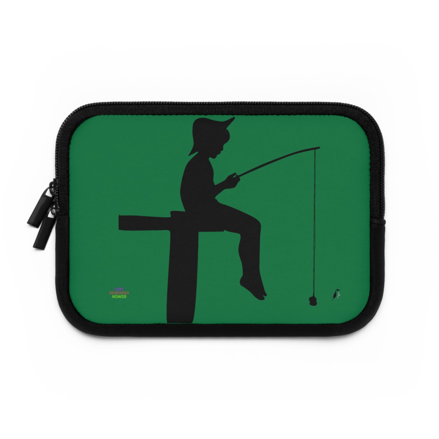 Laptop Sleeve: Fishing Dark Green