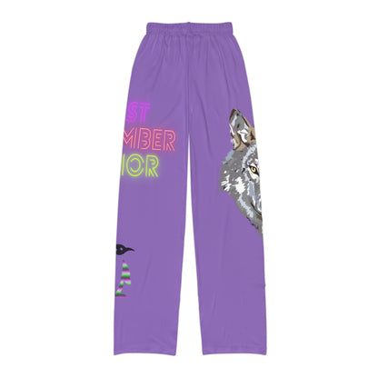 Kids Pajama Pants: Wolves Lite Purple