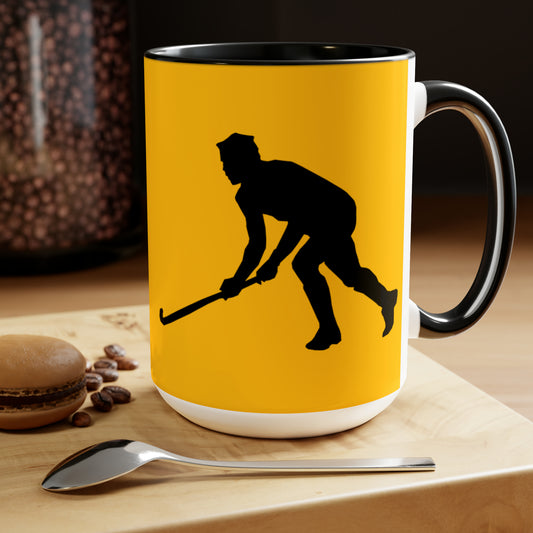 Two-Tone Coffee Mugs, 15oz: Hockey Yellow
