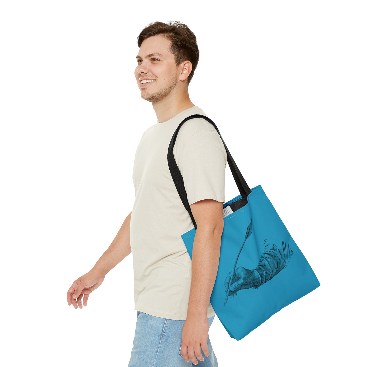 Tote Bag: Writing Turquoise