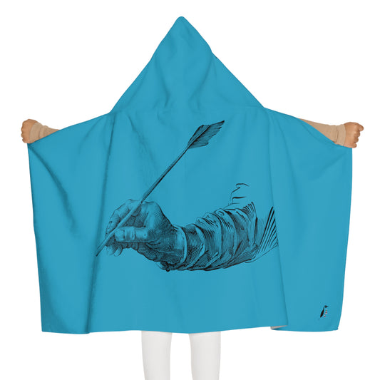 Youth Hooded Towel: Writing Turquoise