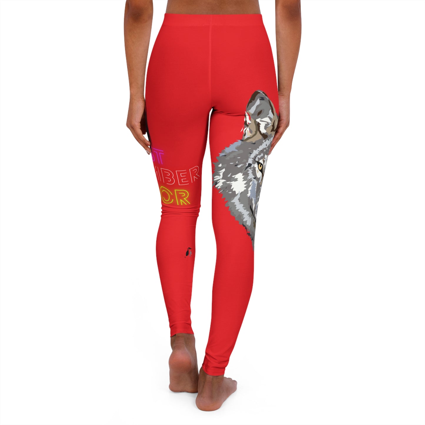 Women's Spandex Leggings: Wolves Red