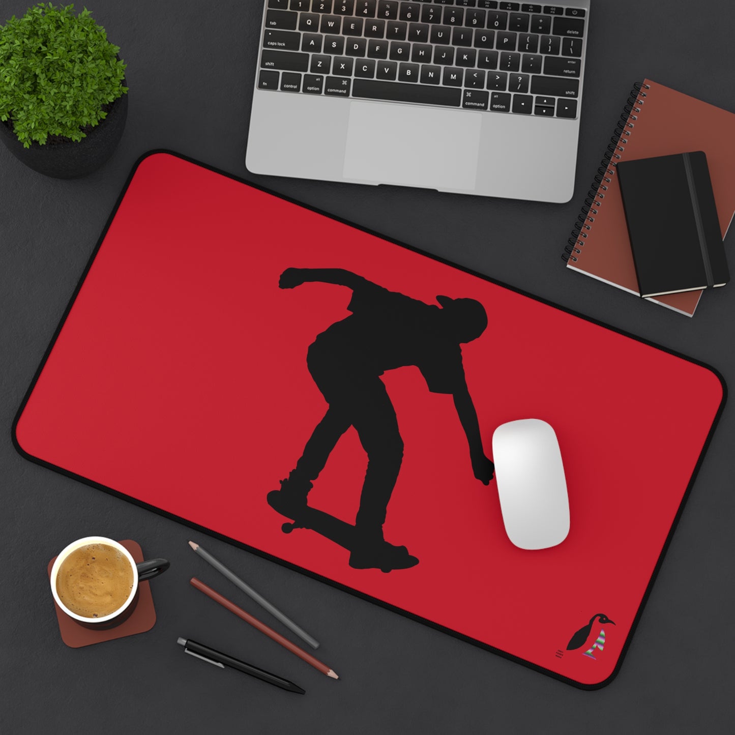 Desk Mat: Skateboarding Dark Red