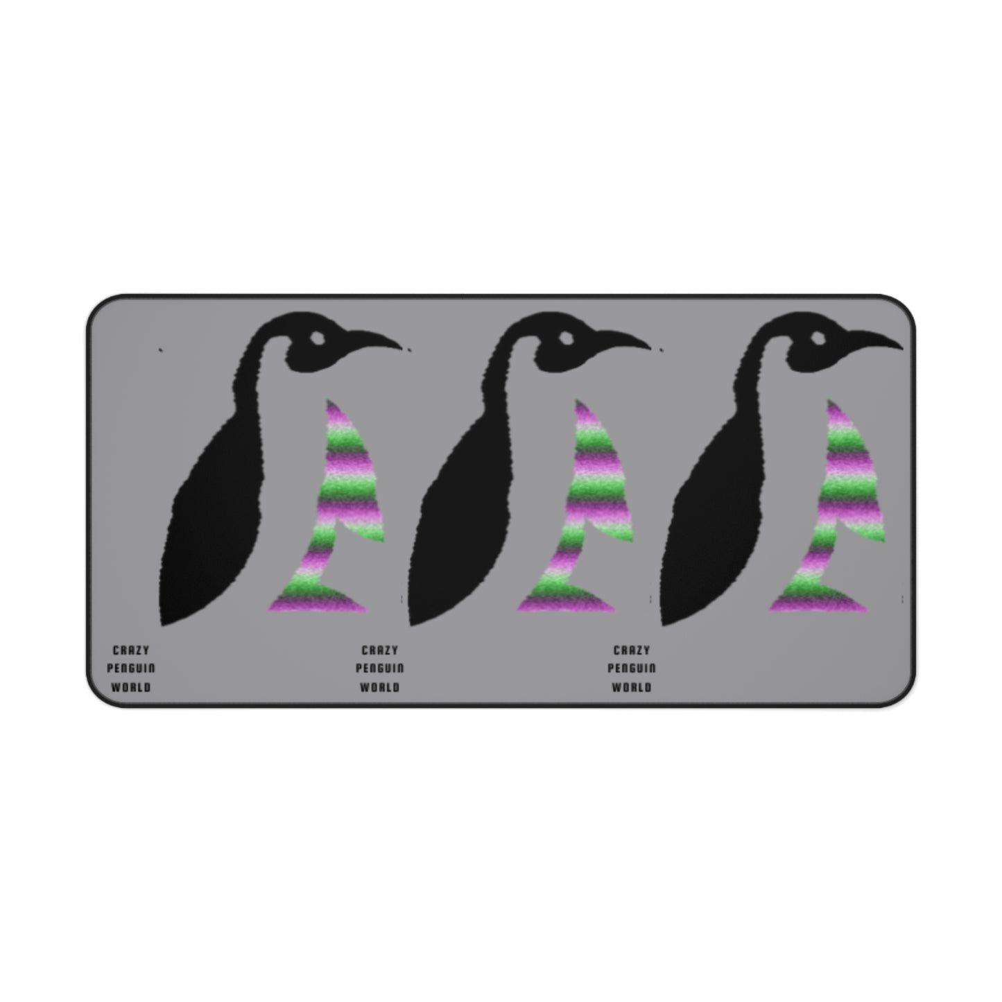 Desk Mat: Crazy Penguin World Logo Grey