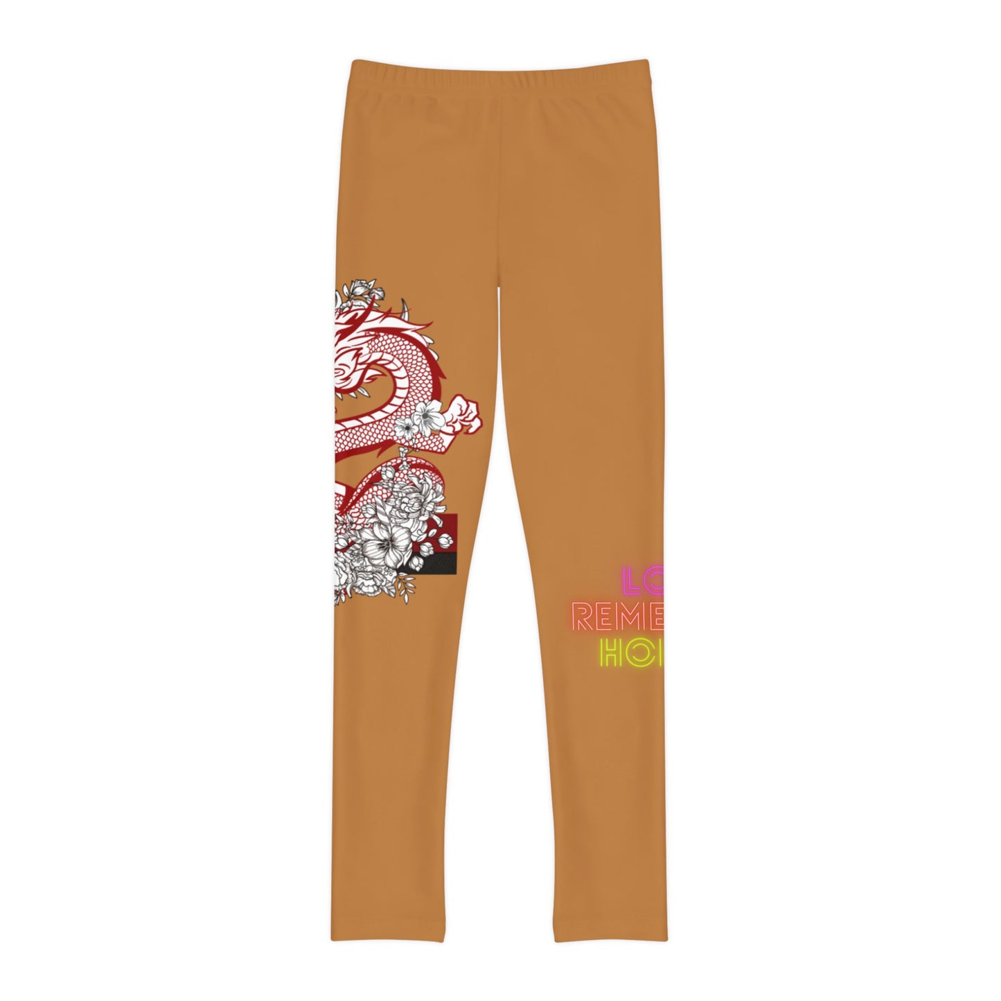 Youth Full-Length Leggings: Dragons Lite Brown