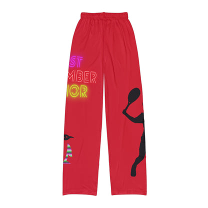 Kids Pajama Pants: Tennis Dark Red