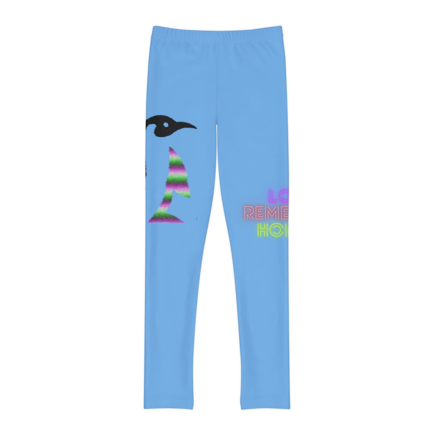 Youth Full-Length Leggings: Crazy Penguin World Logo Lite Blue