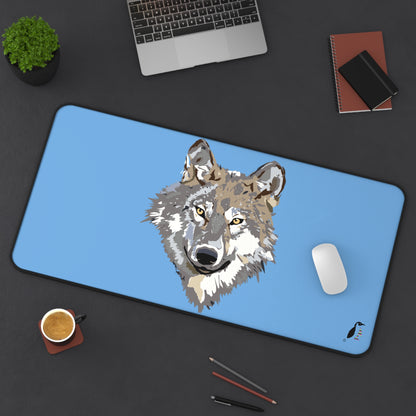 Desk Mat: Wolves Lite Blue