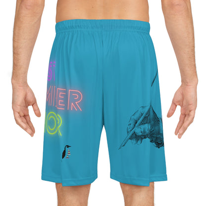 Basketball Shorts: Writing Turquoise