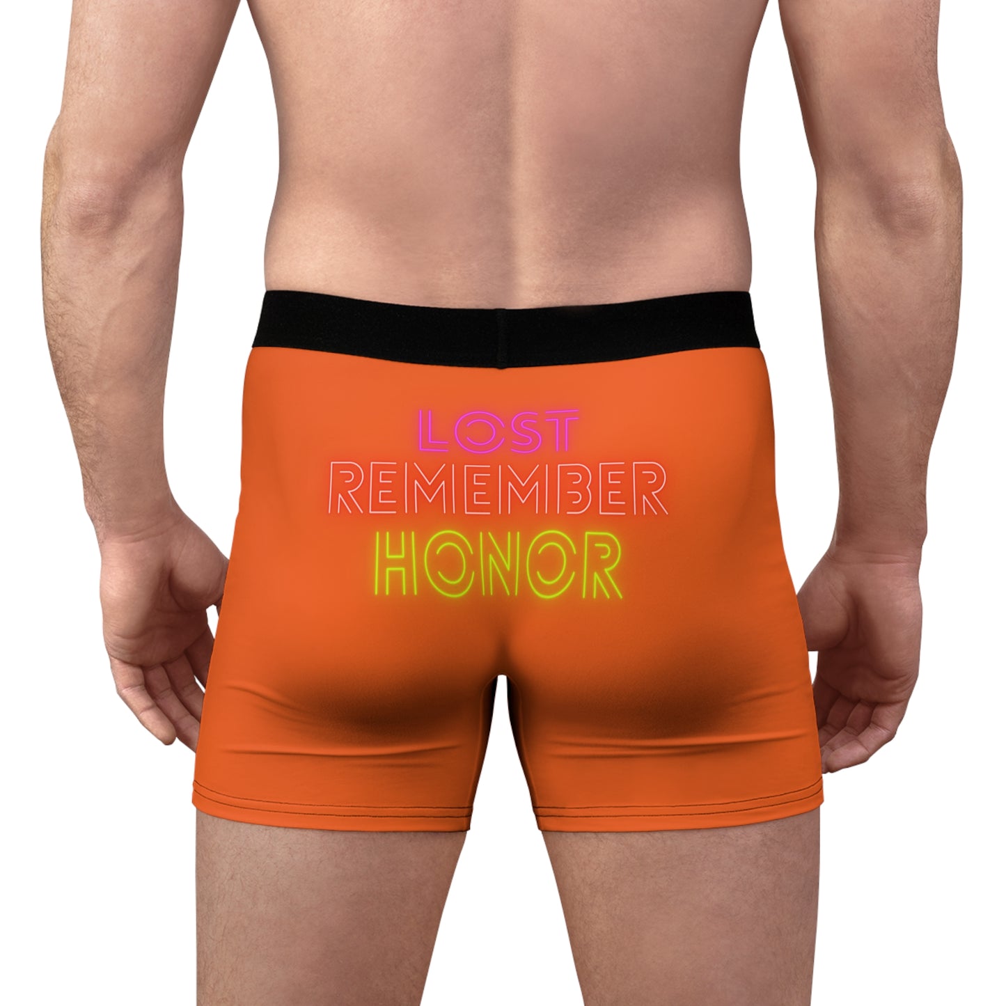 Men's Boxer Briefs: Lost Remember Honor Orange