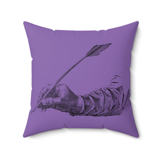 Spun Polyester Square Pillow: Writing Lite Purple