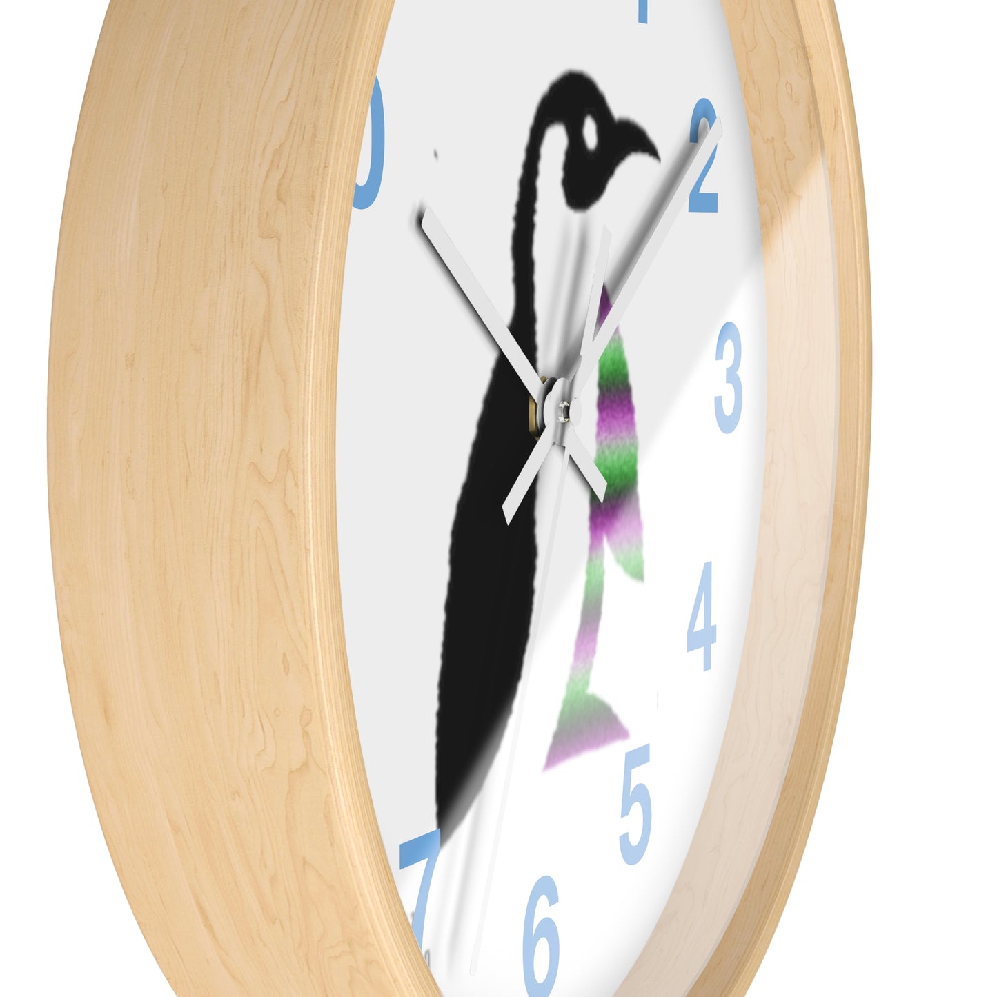 Wall clock: Crazy Penguin World Logo Lite Blue