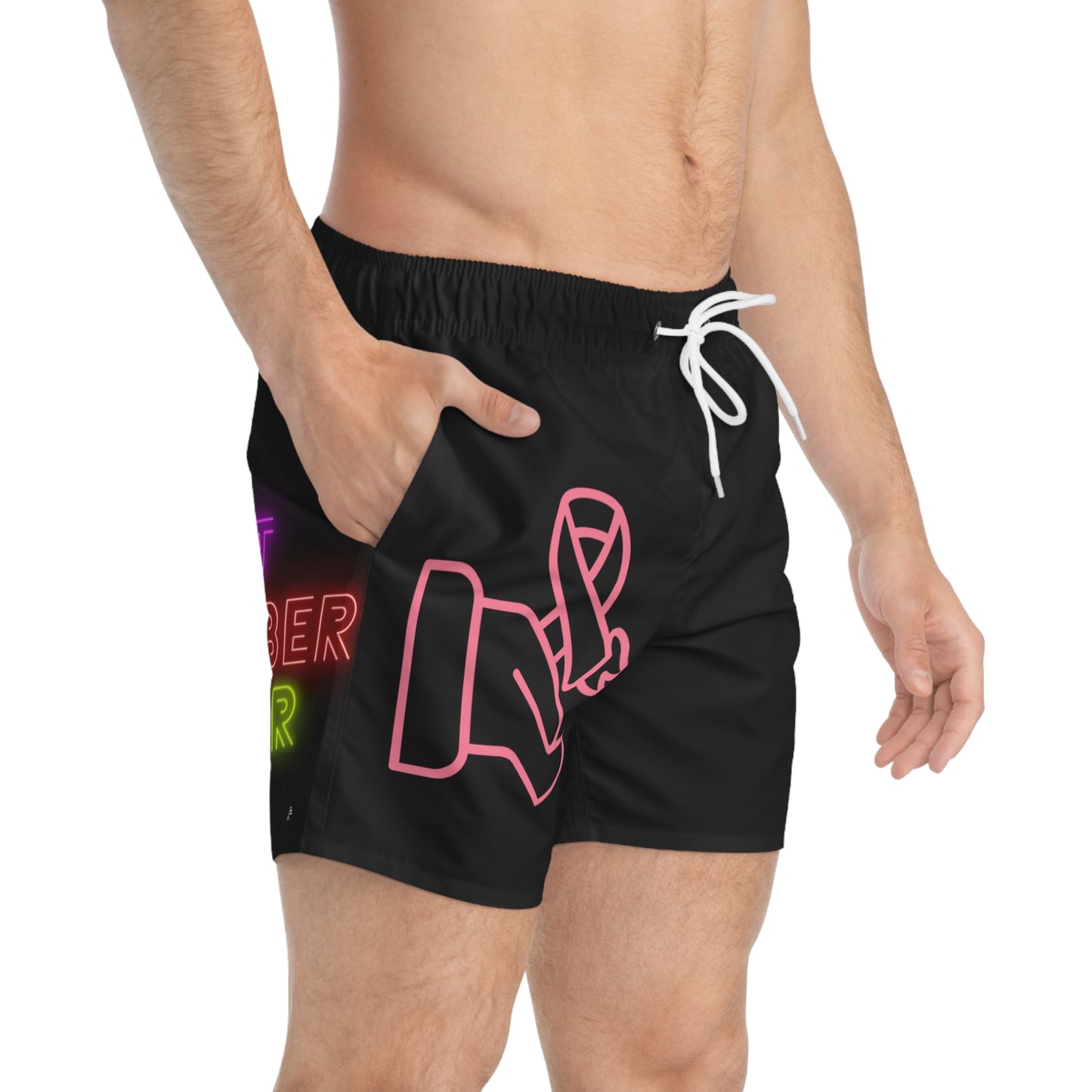 Swim Trunks: Fight Cancer Black