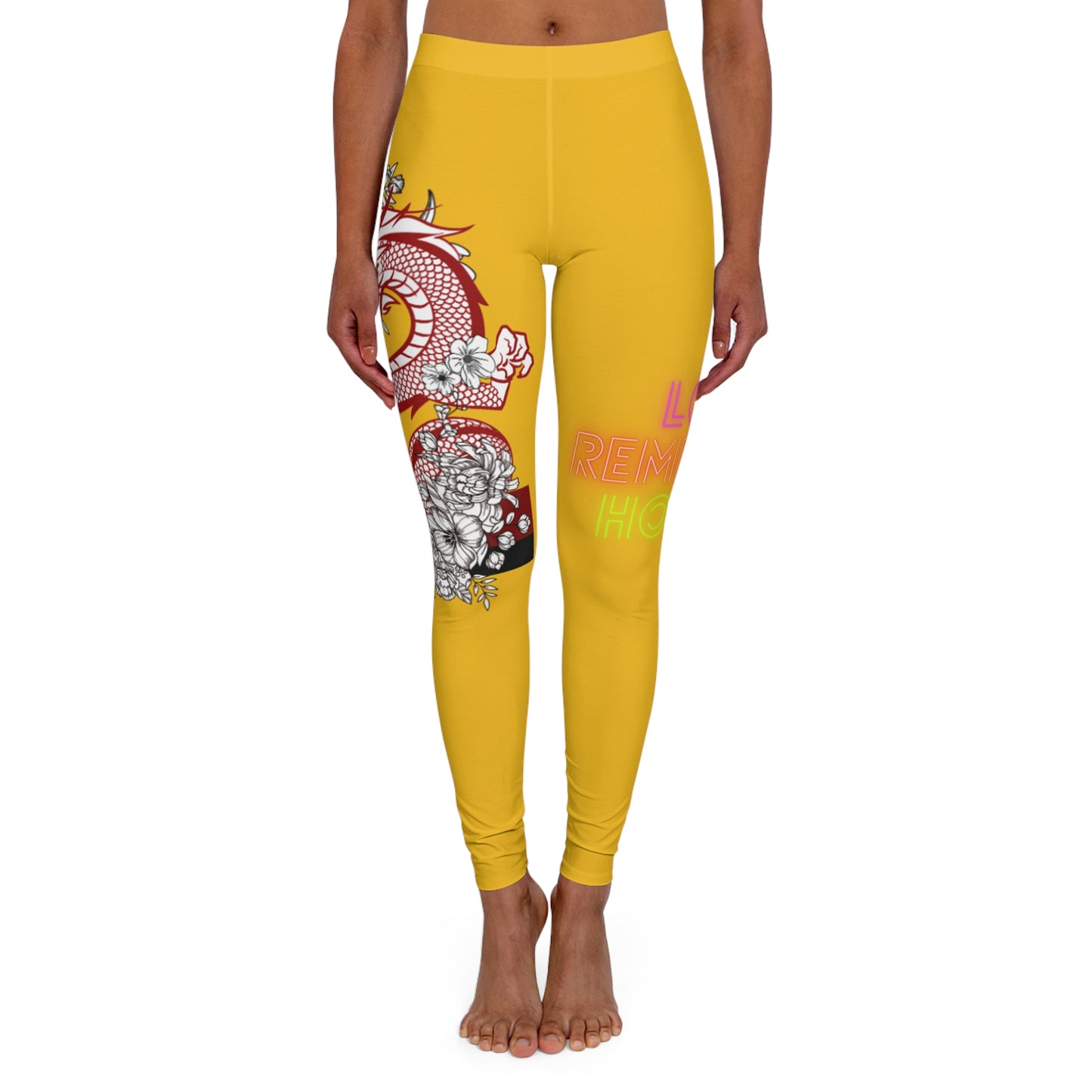 Women's Spandex Leggings: Dragons Yellow