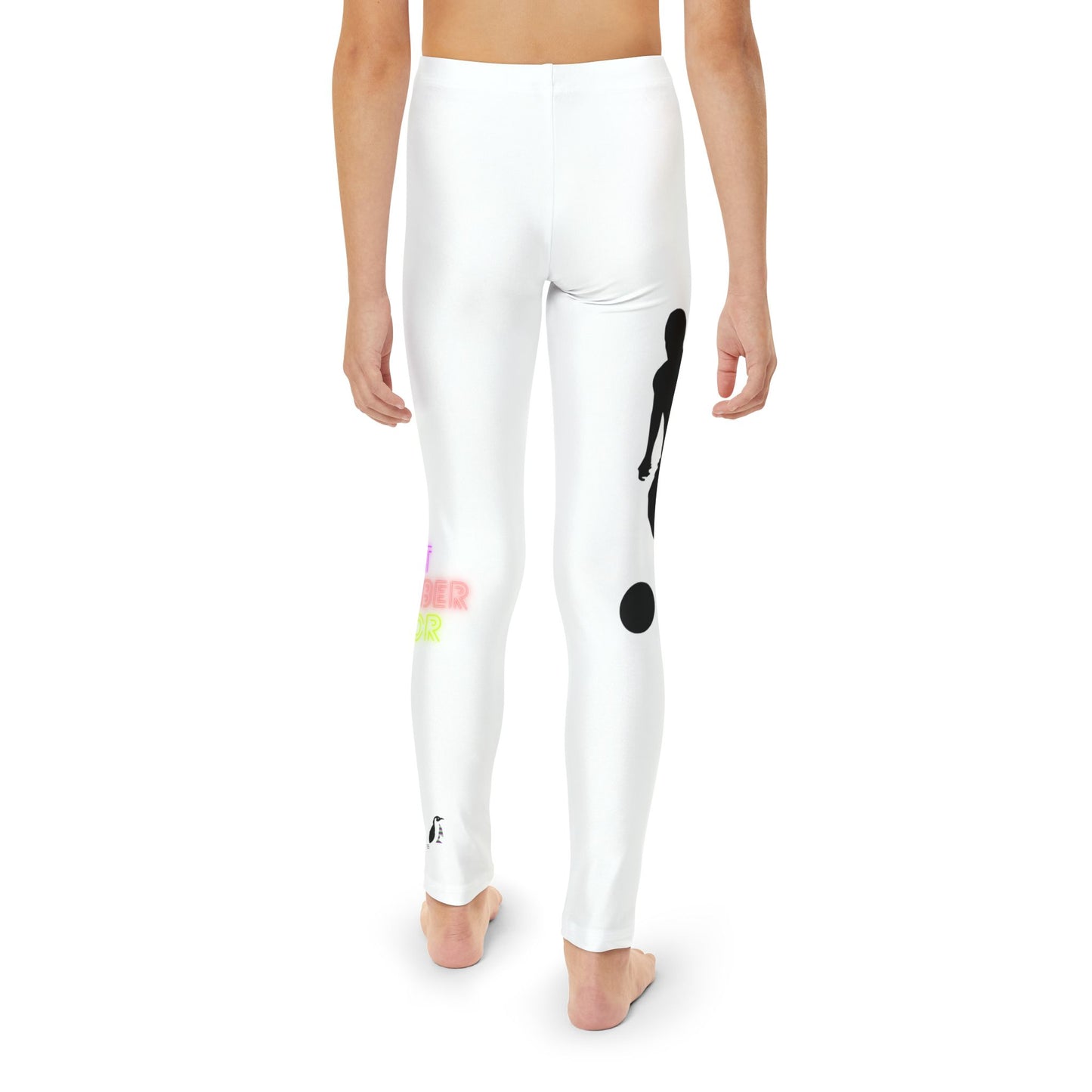 Youth Full-Length Leggings: Soccer White