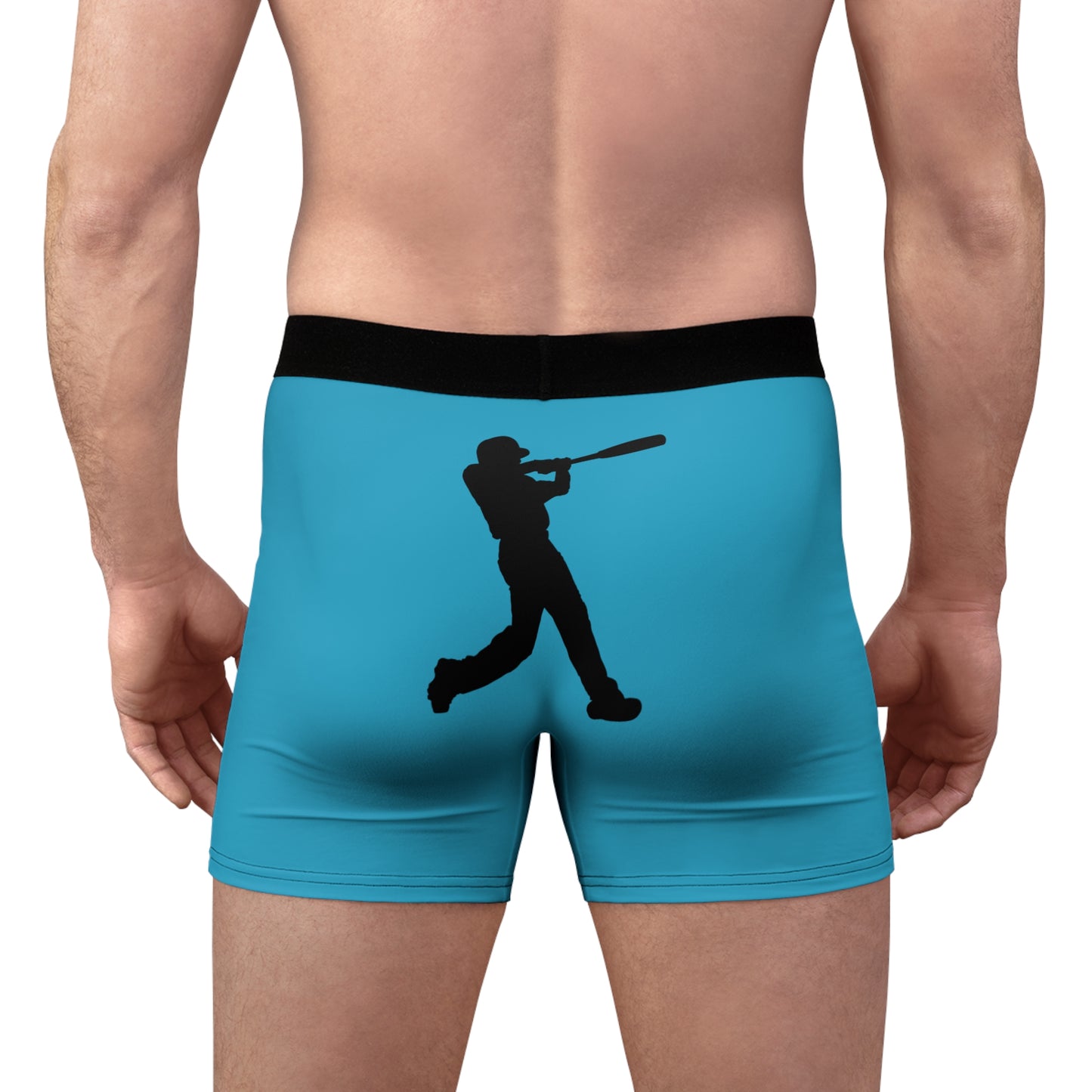 Men's Boxer Briefs: Baseball Turquoise