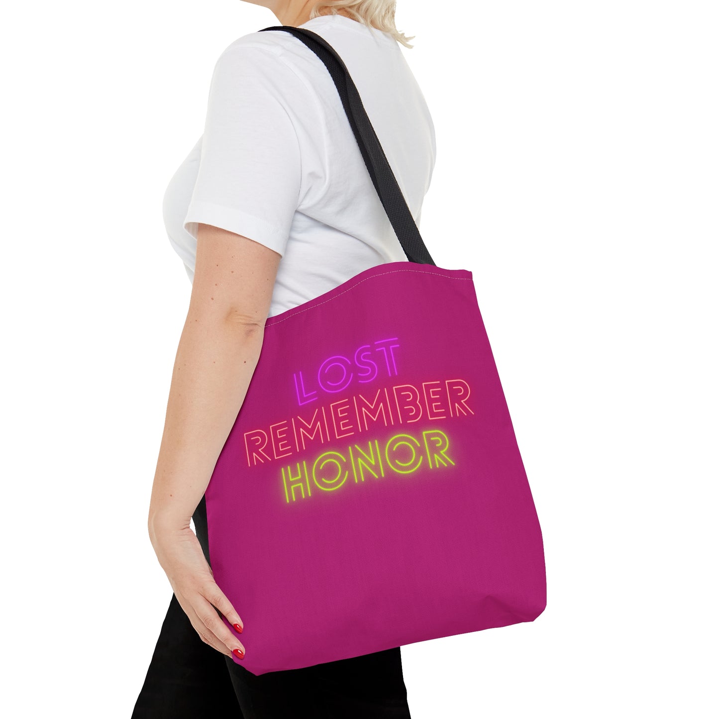 Tote Bag: Lost Remember Honor Pink