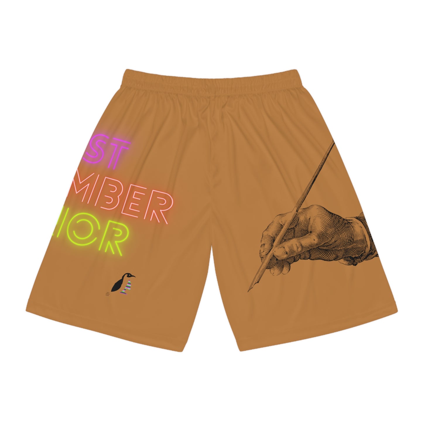 Basketball Shorts: Writing Lite Brown