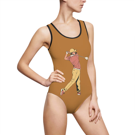 Women's Classic One-Piece Swimsuit: Golf Lite Brown