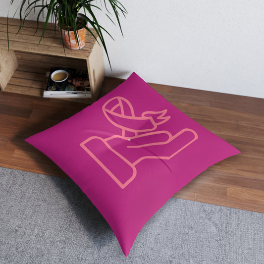 Tufted Floor Pillow, Square: Fight Cancer Pink