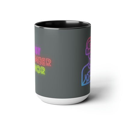 Two-Tone Coffee Mugs, 15oz: Gaming Dark Grey