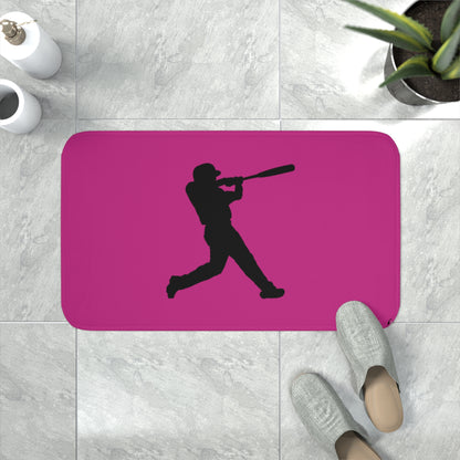 Memory Foam Bath Mat: Baseball Pink