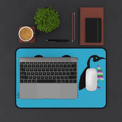 Desk Mat: Crazy Penguin World Logo Turquoise