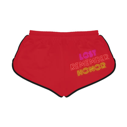 Women's Relaxed Shorts: Crazy Penguin World Logo Dark Red