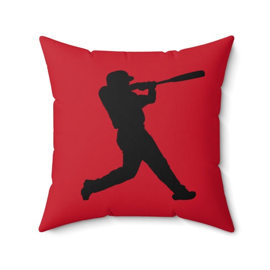Spun Polyester Square Pillow: Baseball Dark Red