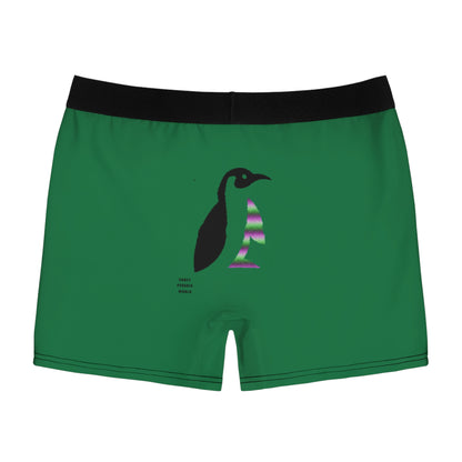 Men's Boxer Briefs: Crazy Penguin World Logo Dark Green