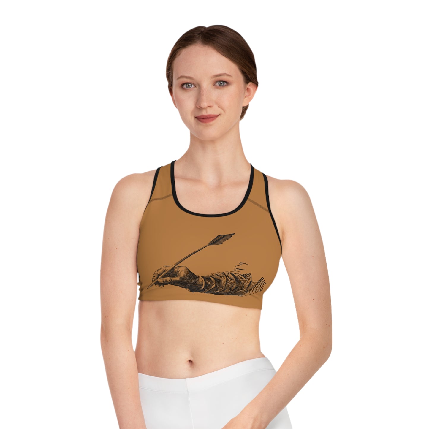 Sports Bra: Writing Lite Brown