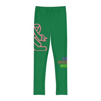 Youth Full-Length Leggings: Fight Cancer Dark Green