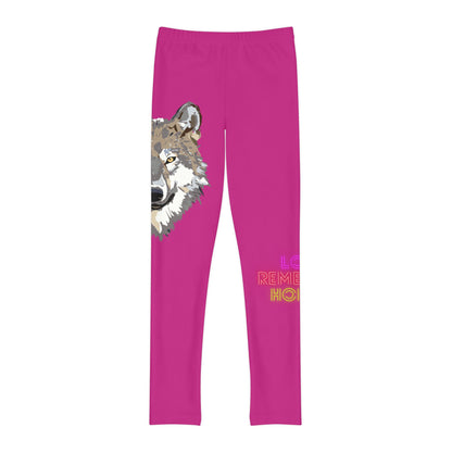 Youth Full-Length Leggings: Wolves Pink