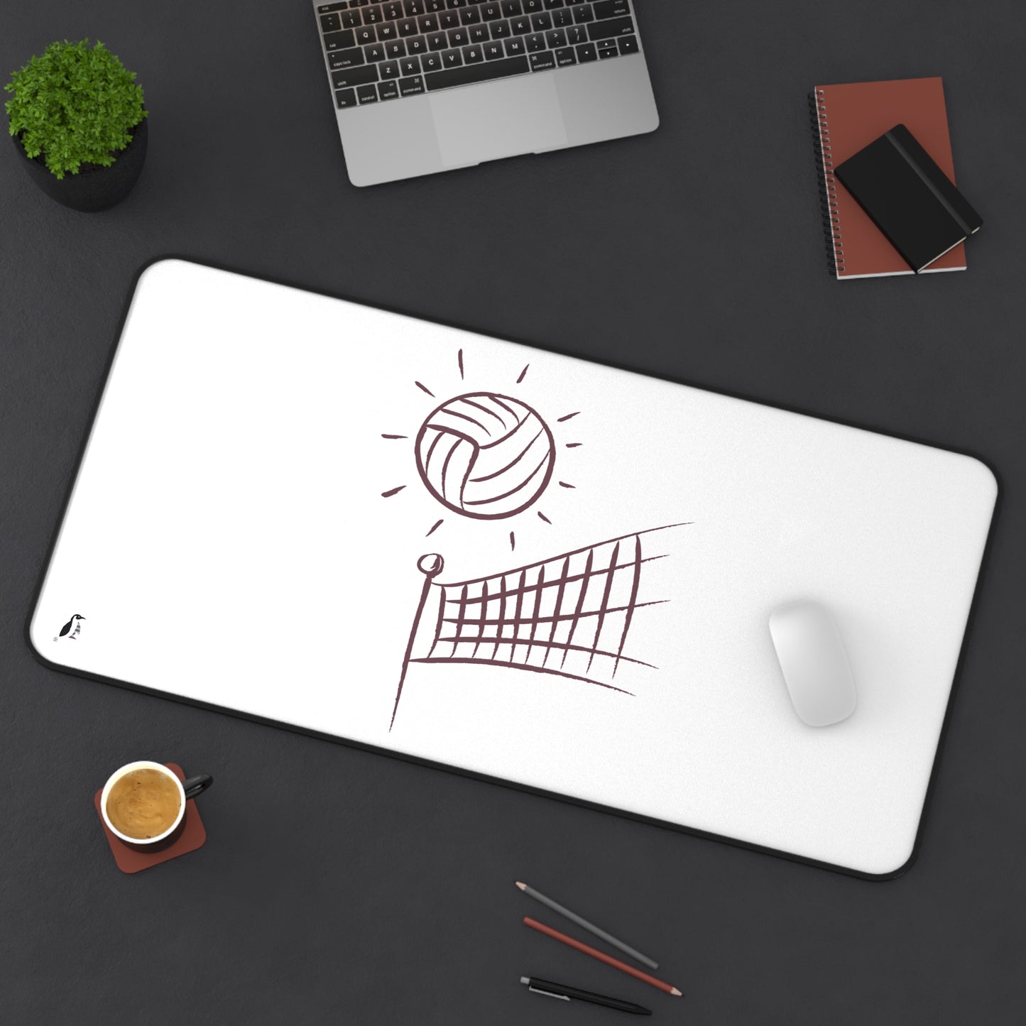 Desk Mat: Volleyball White