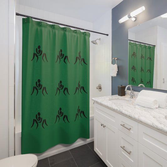Shower Curtains: #2 Wrestling Dark Green