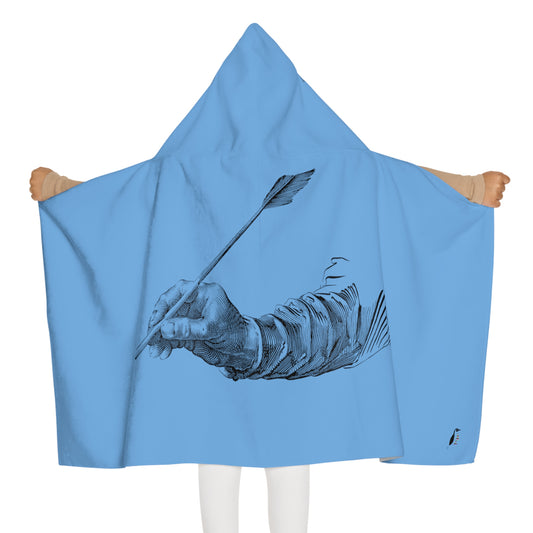 Youth Hooded Towel: Writing Lite Blue
