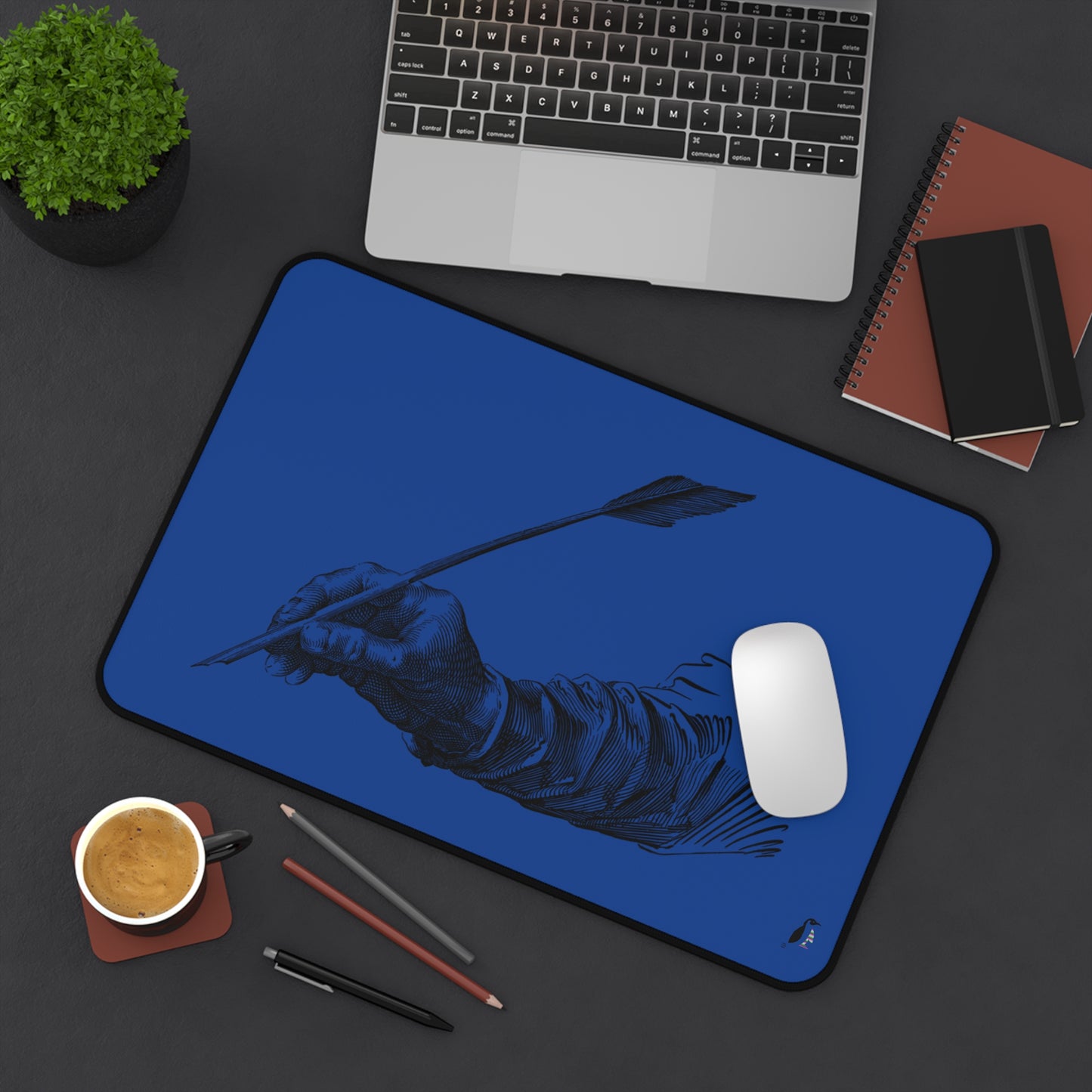 Desk Mat: Writing Dark Blue