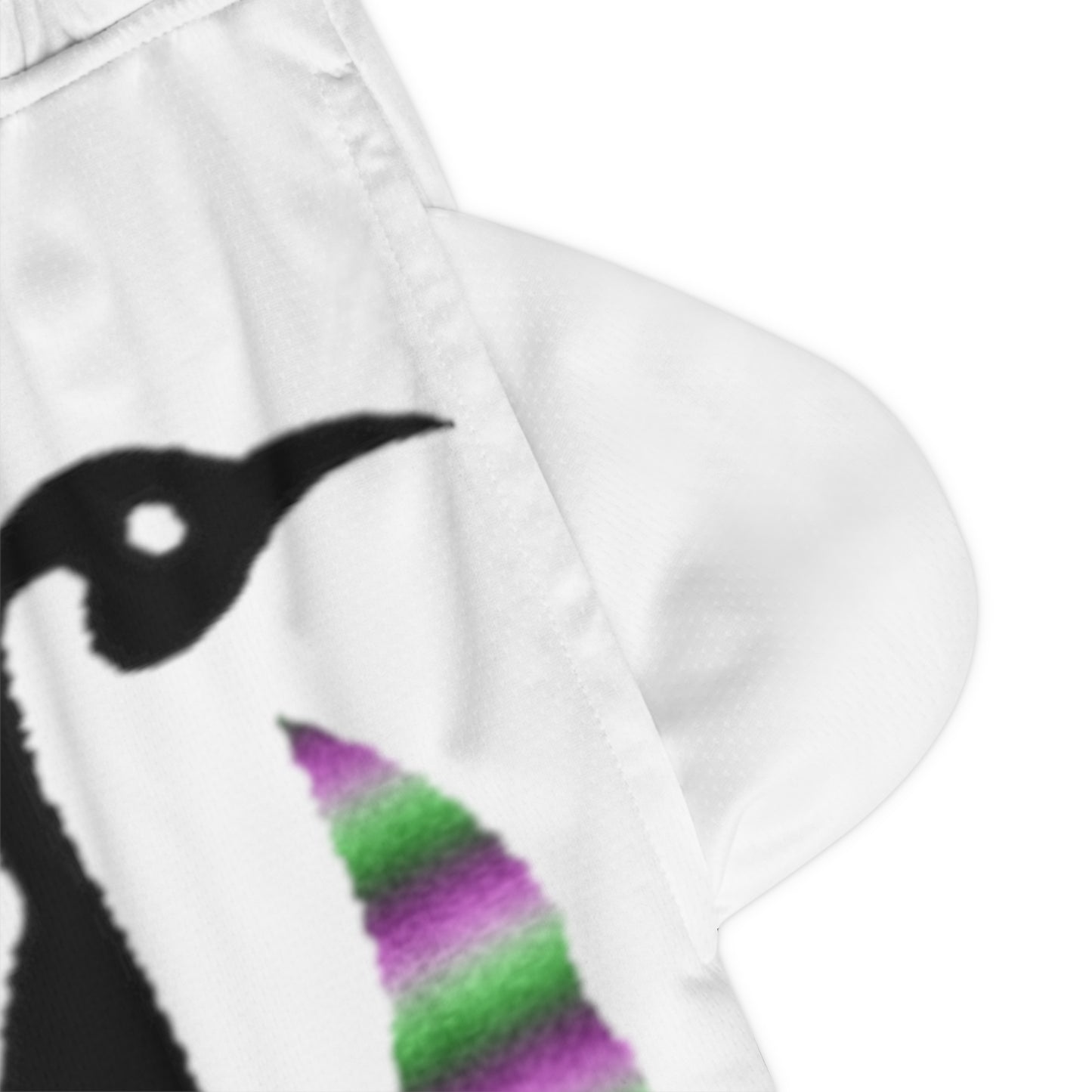 Basketball Rib Shorts: Crazy Penguin World Logo White