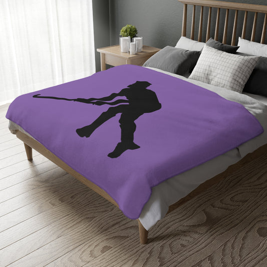 Velveteen Minky Blanket (Two-sided print): Hockey Lite Purple