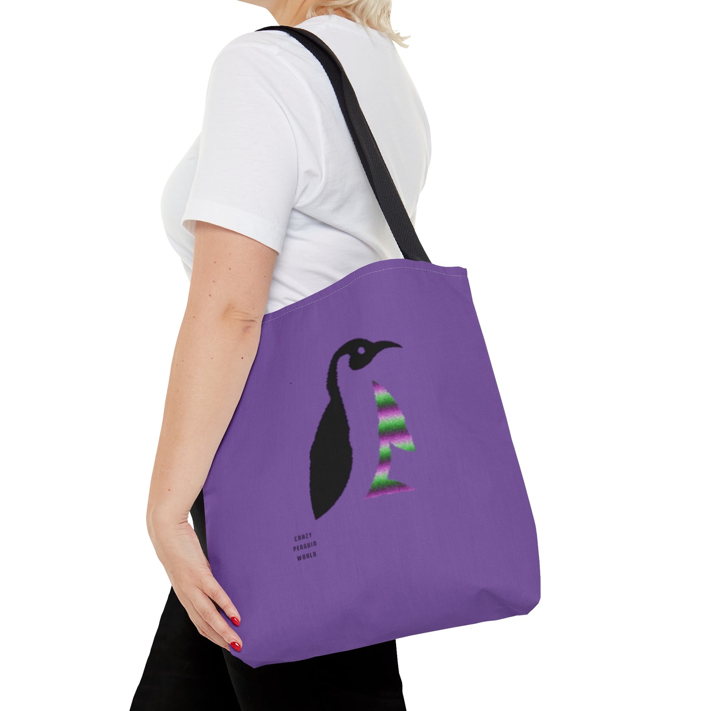 Tote Bag: Crazy Penguin World Logo Lite Purple