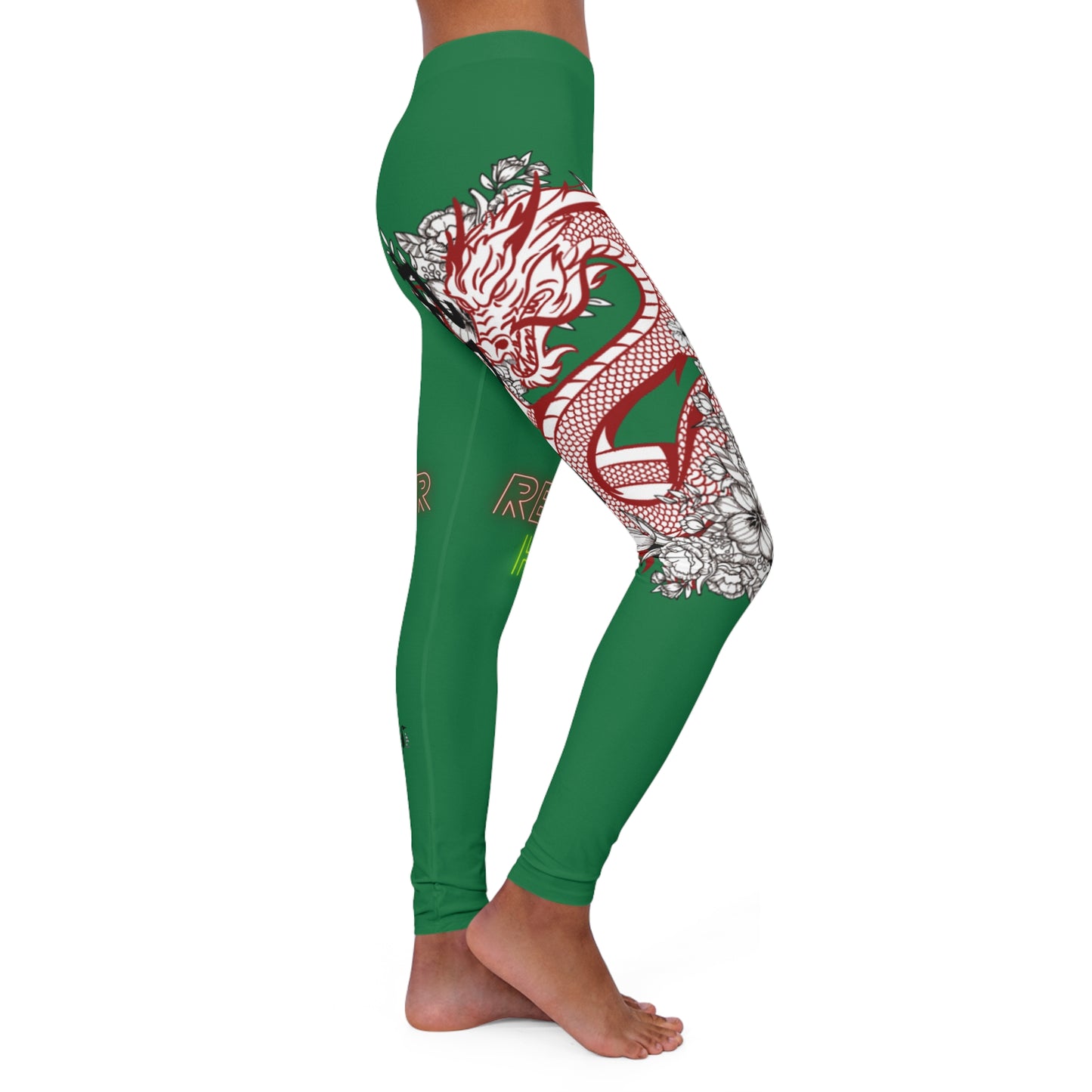 Women's Spandex Leggings: Dragons Dark Green