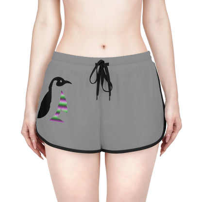 Women's Relaxed Shorts: Crazy Penguin World Logo Grey