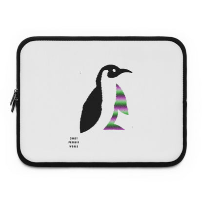 Laptop Sleeve: Crazy Penguin World Logo White